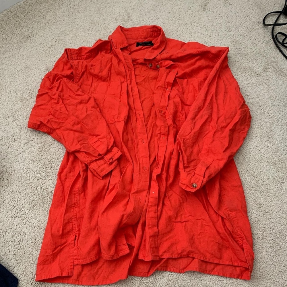 Oversized Orange Button Up